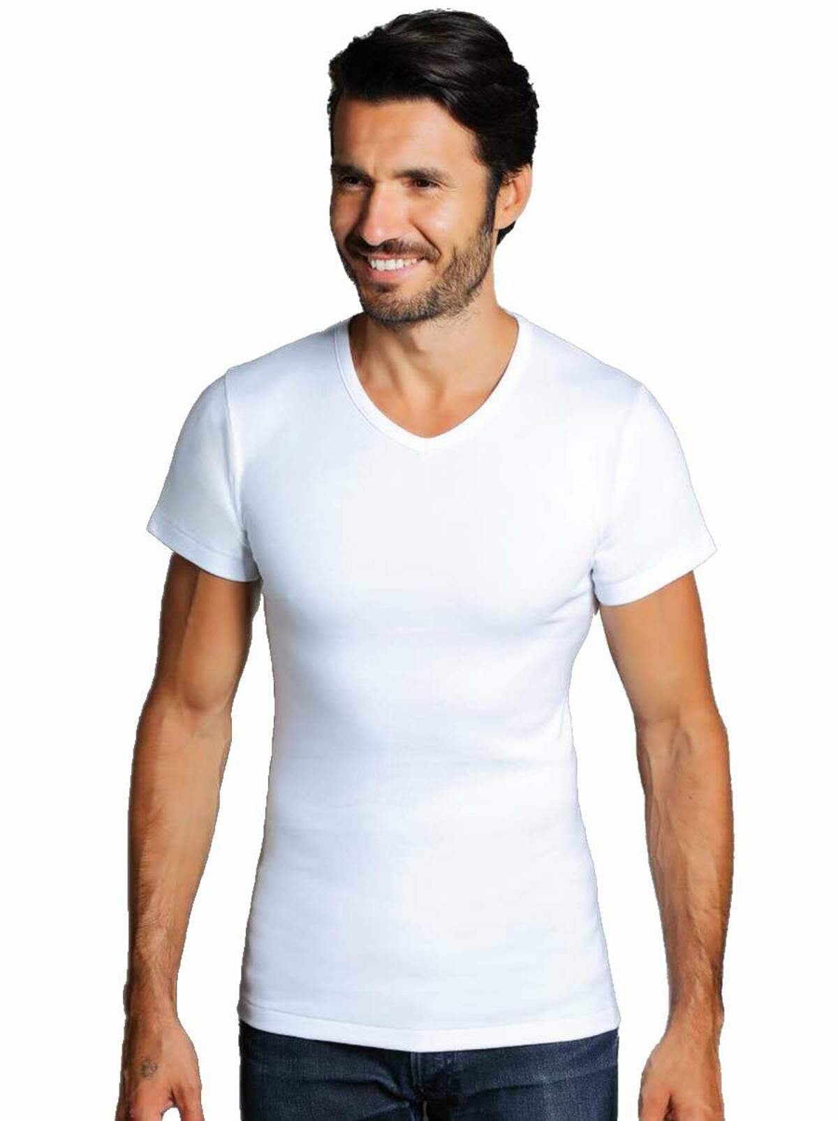Men's V-shaped fleece cotton T-SHIRT Giovanni Rosanna 71 WHITE - CIAM