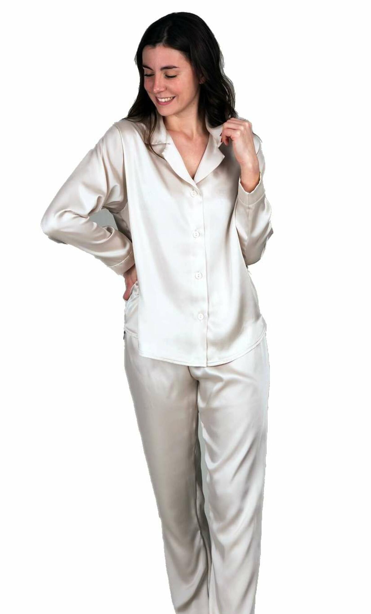 Silvia 9990 women's open pajamas in silky satin - CIAM