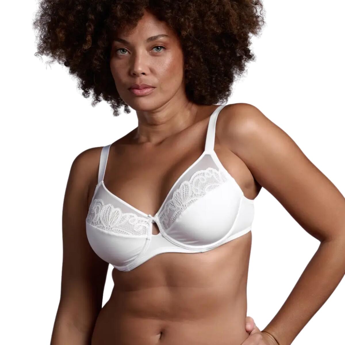 Lepel Lyla White Underwired Balconette Bra - Women's, Hook & Eye Closure, Adjustable Straps