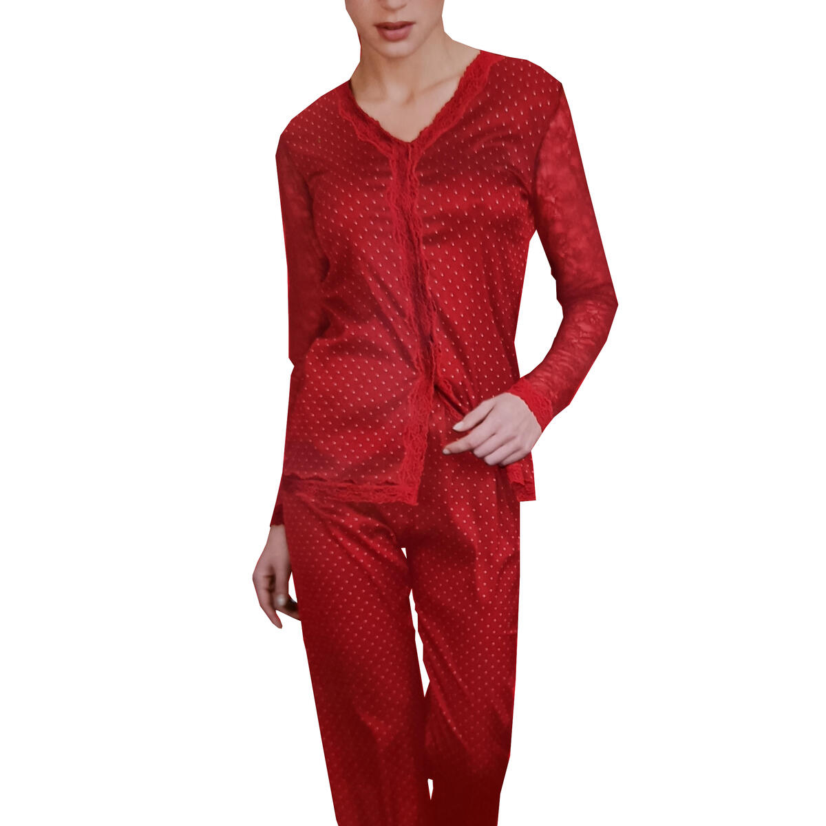 Pyjama Femme boutonné Lovely Nights English Red