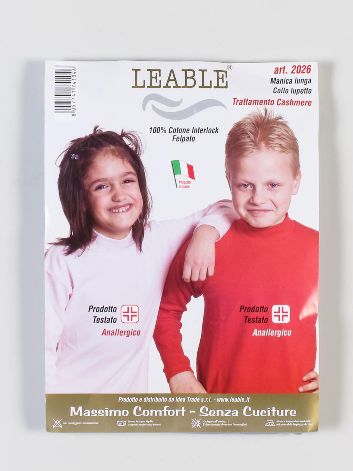 Lupetto Cotone Felpato Leable Art 2026 Bambino Bambina Made in Italy