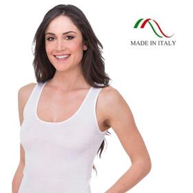 Canottiera donna in cotone spalla larga Leable 1404 Tg.3/6 Bianco 