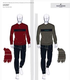 Navigare 141907 Men&#39;s Warm Cotton Jersey Pajamas 