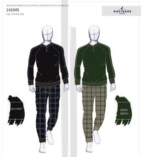 Navigare 141945 Men&#39;s Warm Cotton Jersey Pajamas 