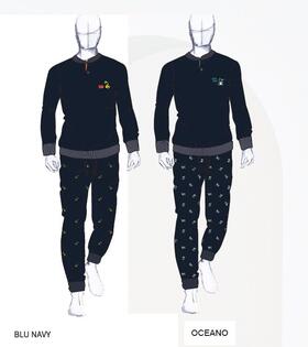 Pigiama uomo in jersey di cotone a manica lunga Navigare 142005 