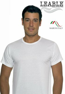 T-shirt uomo in cotone mercerizzato girocollo Leable 1421 Tg.10/12 Bianco 