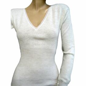 Women's underwear shirt, wool blend, long sleeves, v-neck Gicipi 155 