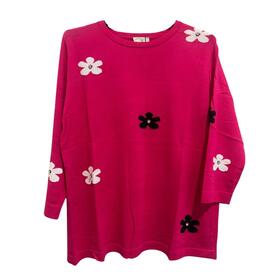 WOMEN&#39;S LONG SLEEVE CREW NECK SWEATER IN VISCOSE FLORA 71368 