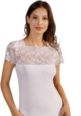 Women&#39;s underjacket in modal cotton with lace flounce Esse Speroni 1708 Fashion Colors 