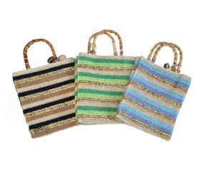 BEACH BAG IN ECO-RAPHIA AND BAMBOO HANDLE 23543 VOGUE 