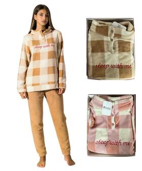 Pigiama donna in caldo pile coral Kuvee' 21501 