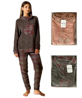 Pigiama donna in caldo pile coral Kuvee' 21503 