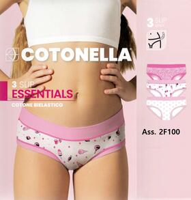 Cotonella girls&#39; elastic cotton briefs AB298 (tri-pack) 