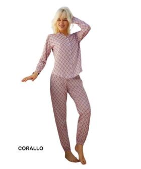 Pigiama donna aperto in jersey di cotone Jadea 3234 