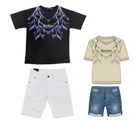 TWO-PIECE SHORT SET FOR BOY T-SHIRT AND JEANS BJ-39156 