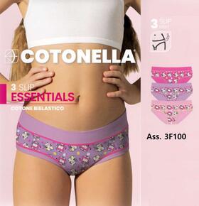 Cotonella girls&#39; elastic cotton briefs AB298 (tri-pack) 
