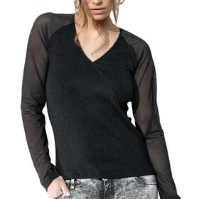 Pull sous veste femme en viscose et tulle c&ocirc;tel&eacute; Jadea 4655 