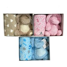 NEWBORN GIFT SET WITH BLANKET AND PLUSH TOY NG-4752 