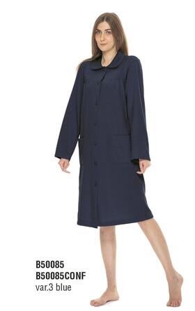 Women&#39;s dressing gown with buttons in warm wool cotton Gary CB50085 