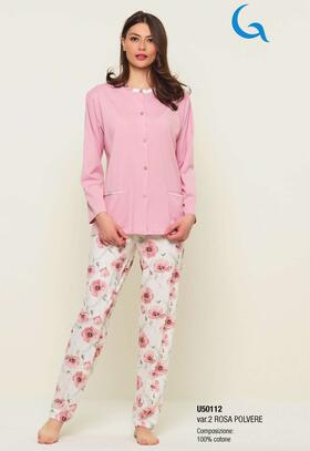 Women&#39;s pajamas with open jacket in Gary U50112 cotton jersey 