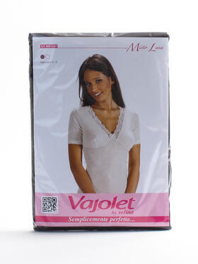 Женская футболка из смешанной шерсти с v-образным вырезом и кружевом Vajolet 6387 