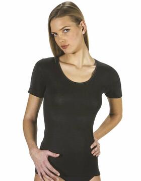 T-shirt donna in misto lana con profili in raso Vajolet 5940 