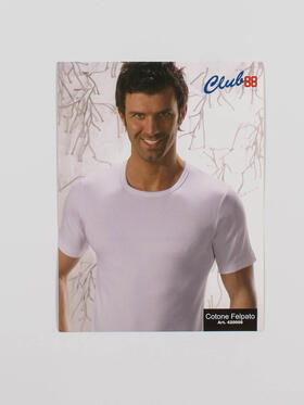 T-shirt uomo manica corta girocollo in cotone felpato Club88 420008 Bianco 