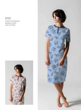 Cippi Smarty 6791 Damen-Nachthemd aus kurz&auml;rmeligem Baumwolljersey 