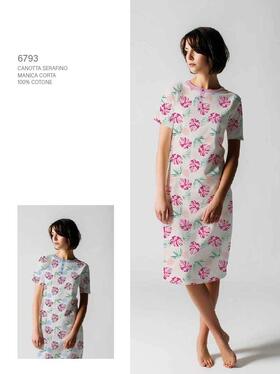 Cippi Smarty 6793 Damen-Nachthemd aus kurz&auml;rmeligem Baumwolljersey 