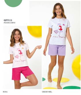 Girls&#39; Short Pyjamas in Cotton Jersey Il Granchietto GP7111 