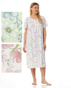 Linclalor 74976 women&#39;s short-sleeved cotton jersey nightdress 
