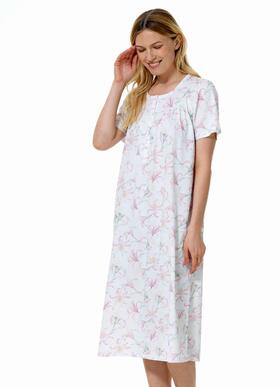 Linclalor 75088 women&#39;s short-sleeved cotton jersey nightdress 