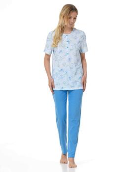 Women&#39;s short-sleeved pajamas in Linclalor cotton jersey 75093 