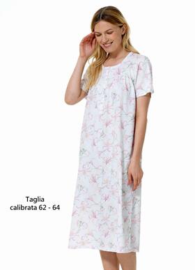 Women&#39;s calibrated nightdress in short-sleeved cotton jersey Linclalor 75098 Size 62-64 