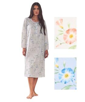 Camicia da notte CALIBRATA a manica lunga in jersey di cotone Linclalor 75364 