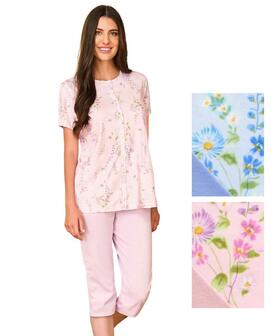 Pigiama donna corto con pinocchietto in jersey di cotone Linclalor 75385 