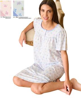 Chemise de nuit &agrave; manches courtes en jersey de coton pour femme Linclalor 75387 