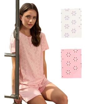 Pigiama donna a manica corta in jersey di cotone Linclalor 75434 
