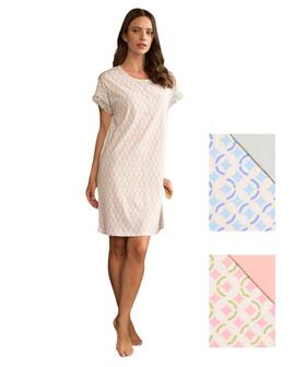 Camicia da notte donna in jersey di cotone a manica corta Linclalor 75444 