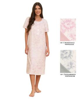 Camicia da notte donna in jersey di cotone a manica corta Linclalor 75477 