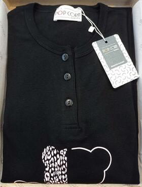 Camicia da notte donna in jersey di cotone caldo StellaDueGi D8723 