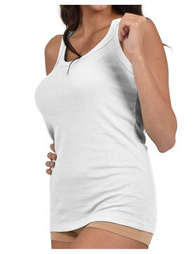 Women&#39;s narrow shoulder tank top in colored ribbed cotton Giemmeti 90002 