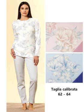 Pigiama donna calibrato in jersey di cotone caldo Linclalor 92098 