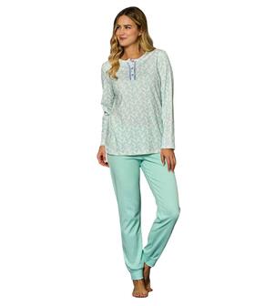 Pigiama donna a serafino in jersey di cotone caldo Linclalor 92213 