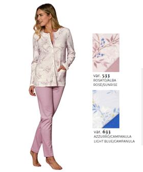Pigiama donna calibrato aperto in jersey di cotone caldo Linclalor 92236 