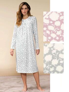 Women&#39;s nightdress in warm cotton jersey Linclalor 92889 