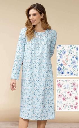 Women&#39;s nightdress in warm cotton jersey Linclalor 92899 