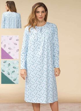 Women&#39;s nightdress in warm cotton jersey Linclalor 92912 