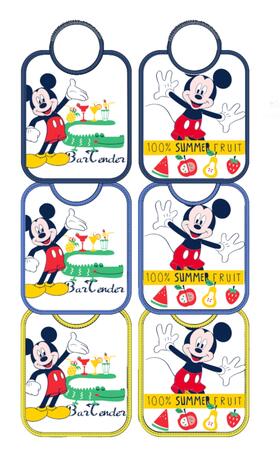 SET OF 6 MICKEY MOUSE PRINTED BIBS WD 9608 ELLEPI 
