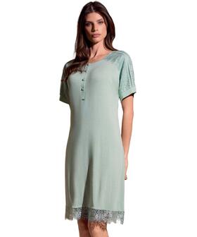 Lormar AJO634111 Women's Short-Sleeved Viscose and Lace Nightgown 